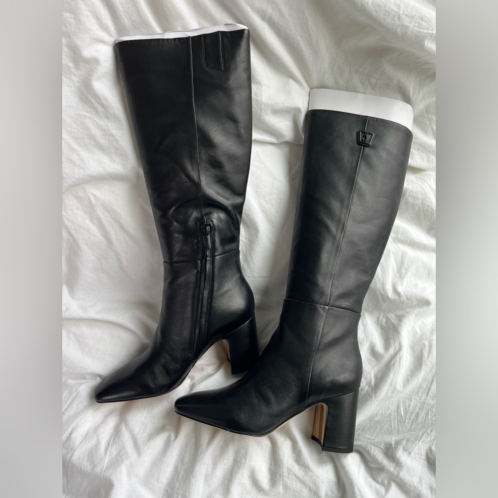 Sam Edelman Faren Knee High Heeled Black Leather Boot